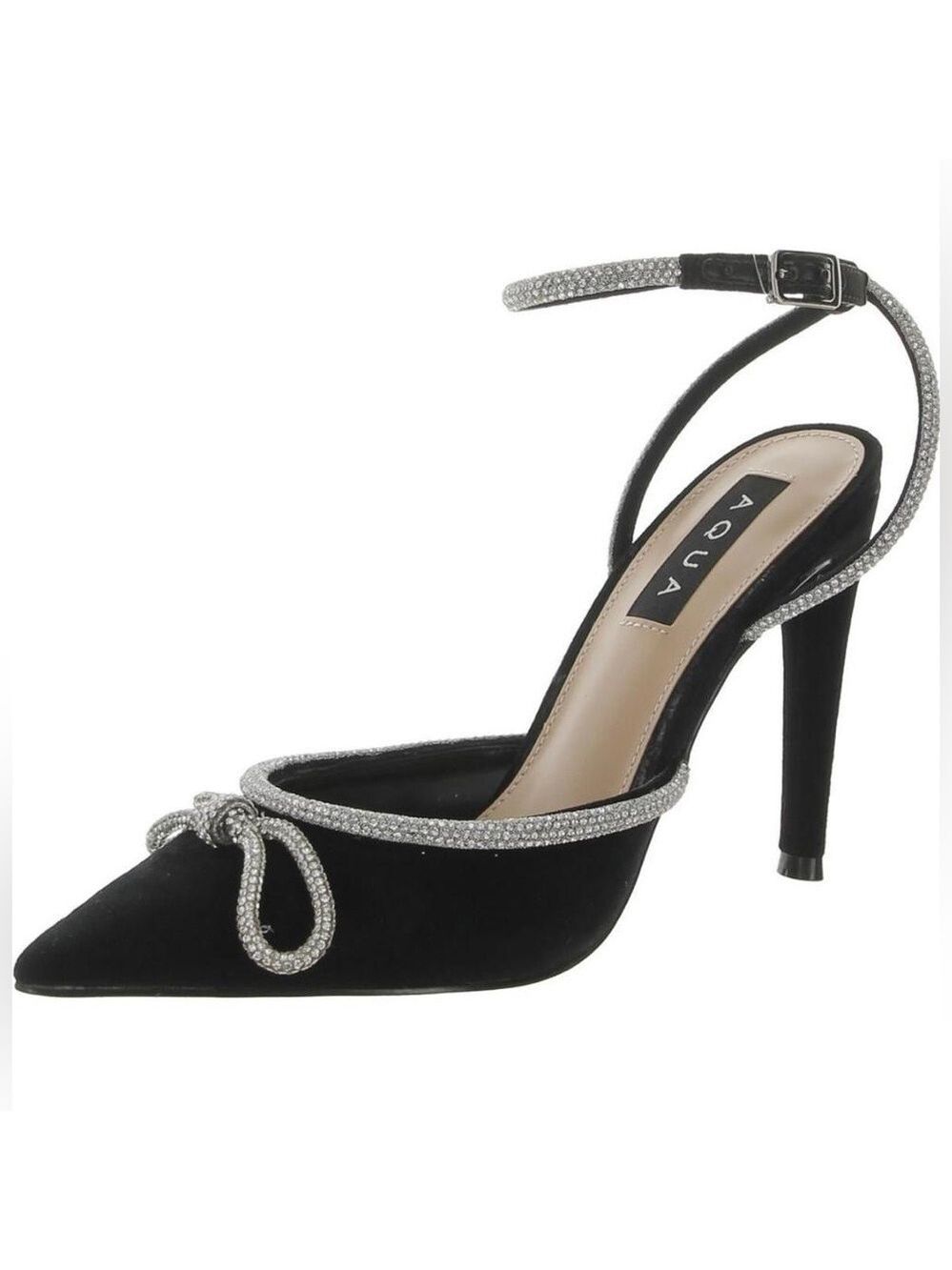 NIB Aqua Charm Ankle Strap High Heel Suede Pumps - Black